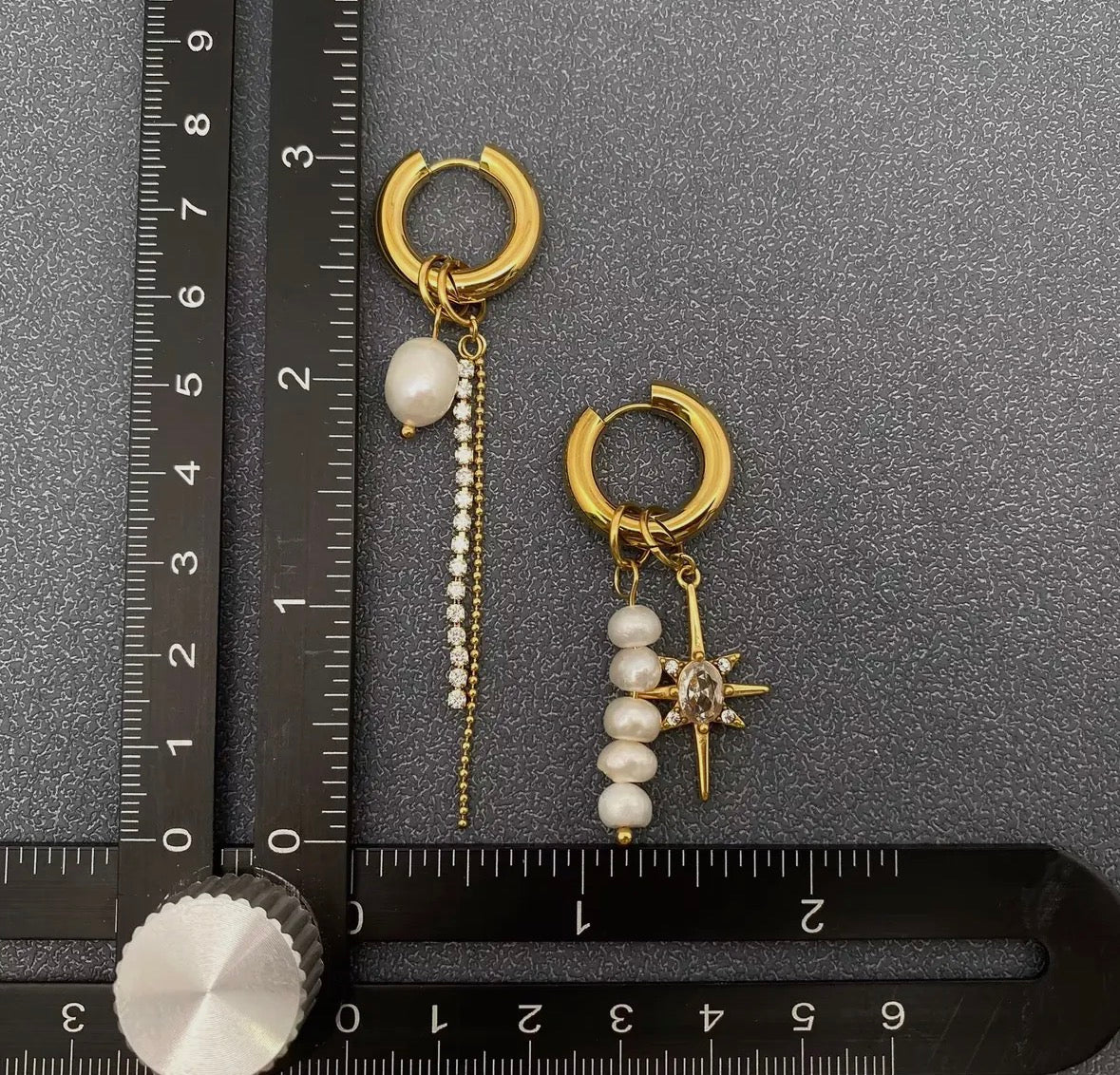 Gold beaded dangle Earring