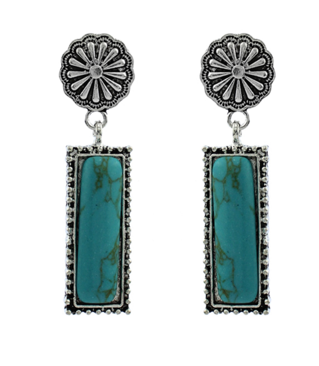 Turquoise Rectangle Dangle Earrings