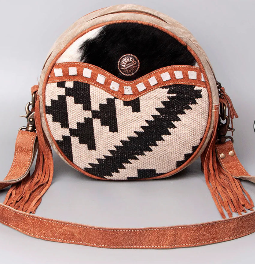 Aztec/cowhide canteen Purse