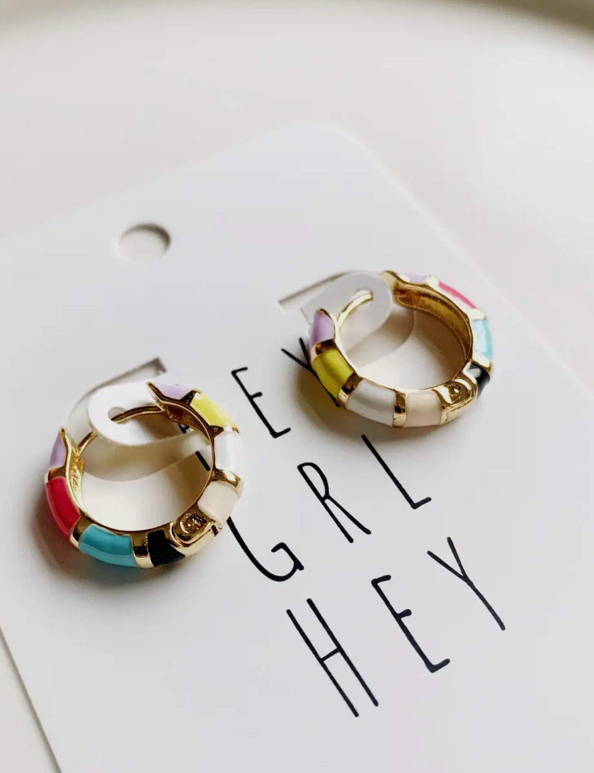 Gold square hoop earring