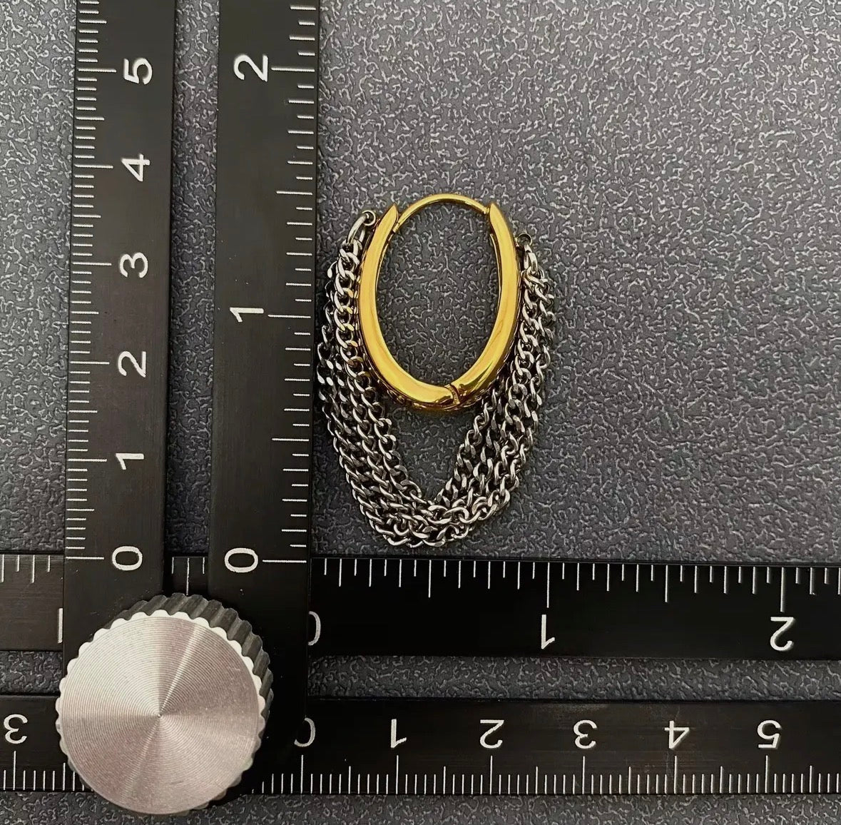 Multi layer chain fringe gold earrings