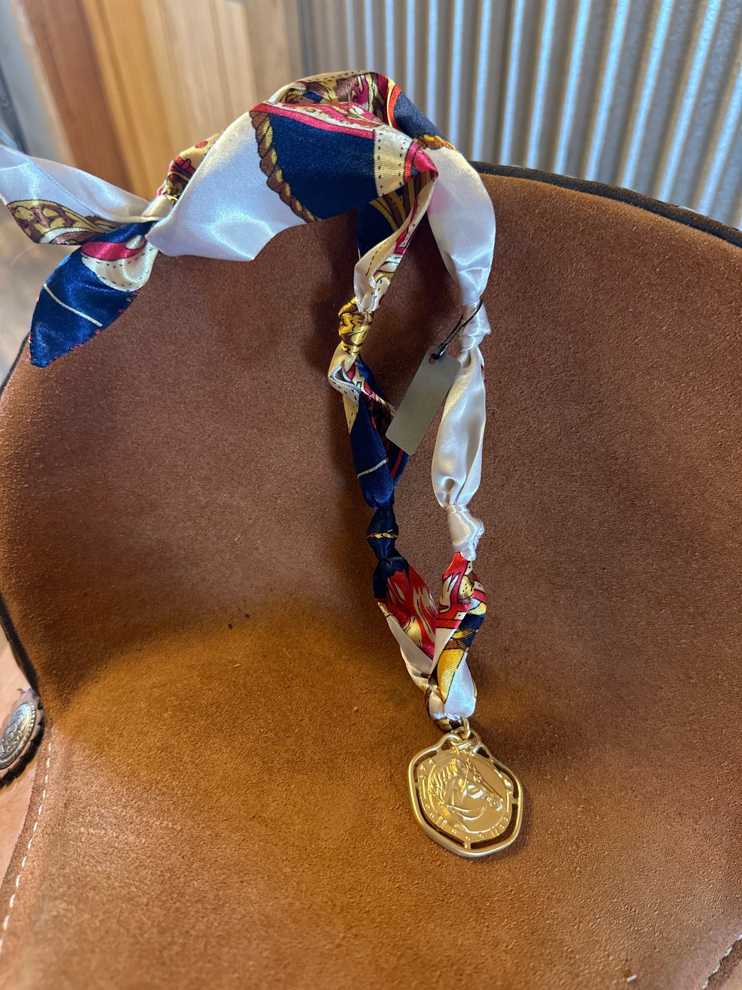 Horse coin scarf necklace