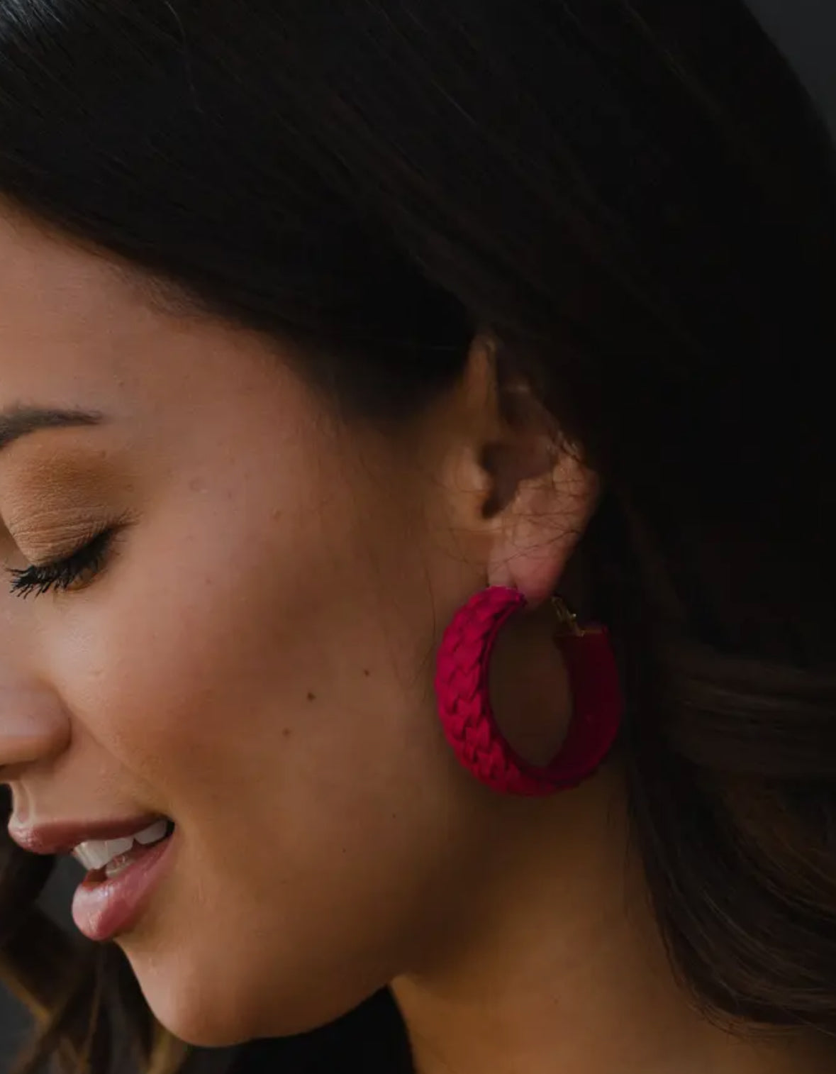 Fuchsia braided earrings