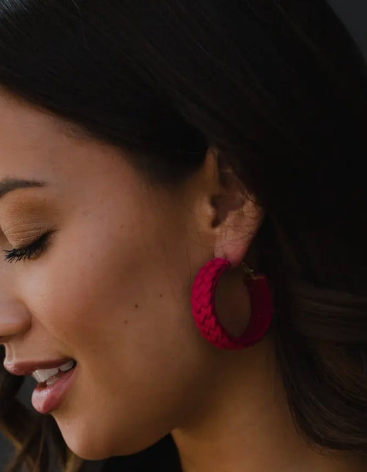Fuchsia braided earrings