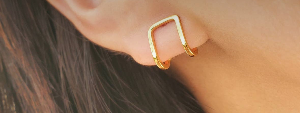 Gold square studs