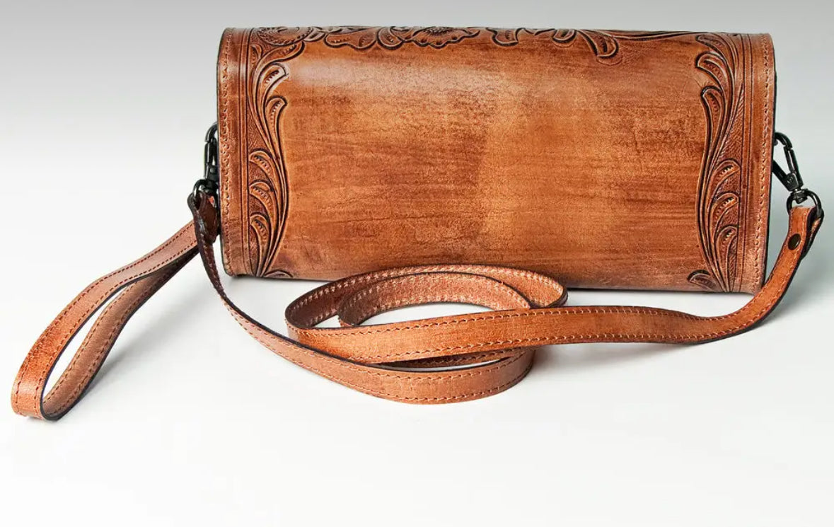 Genuine Leather Tooled Purse