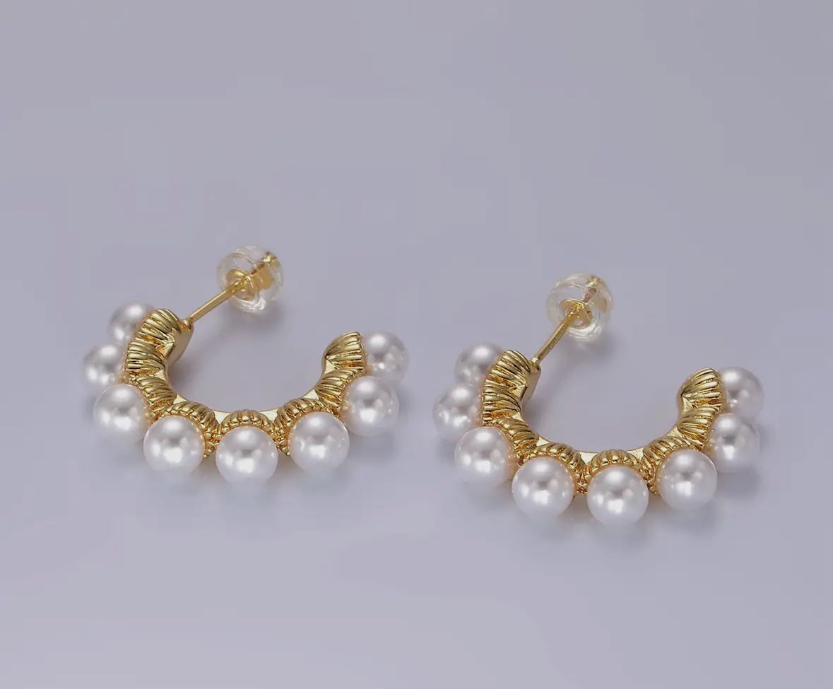 Pearl Huggie Hoops