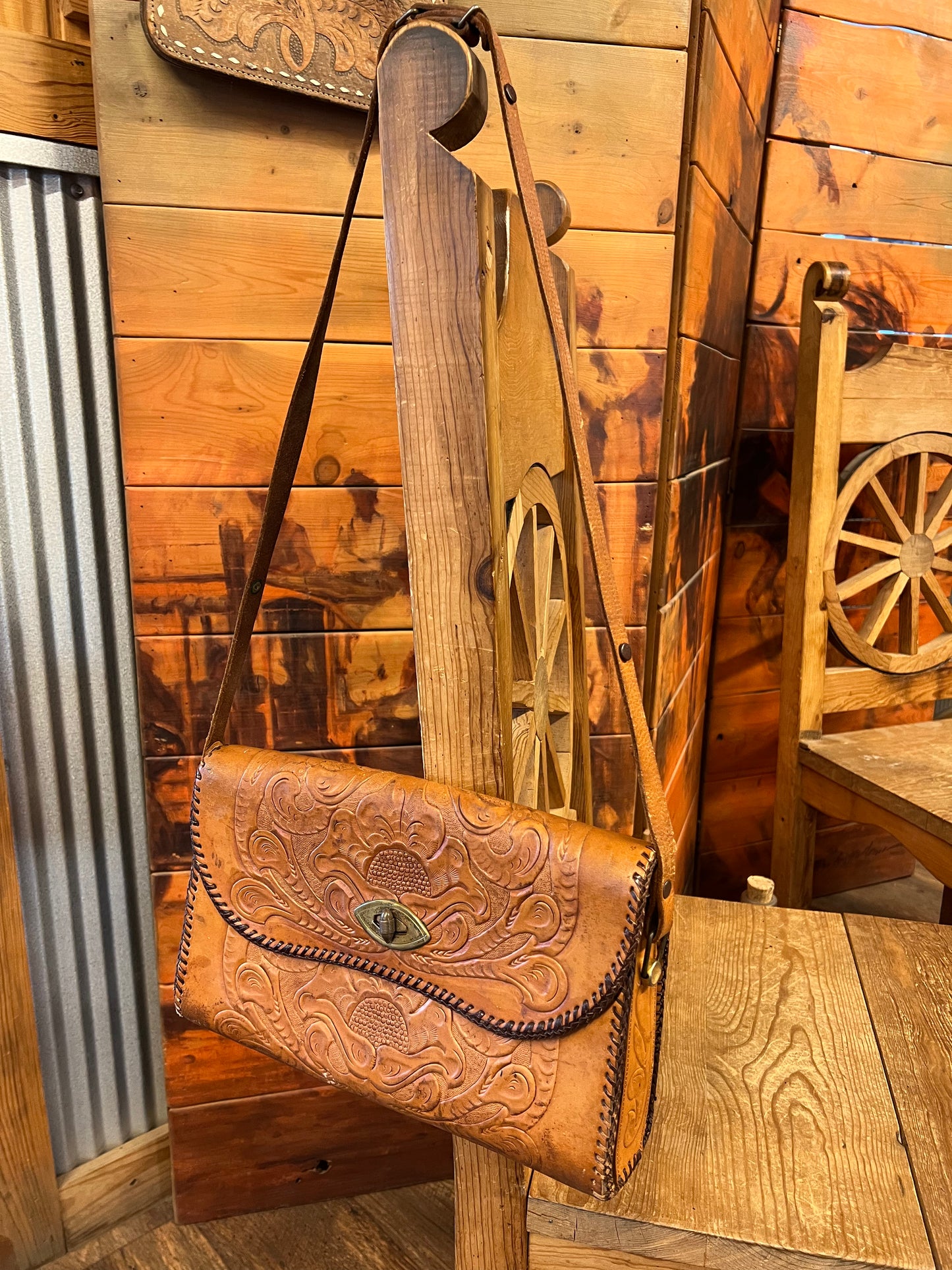 Brown Tooled Leather Purse