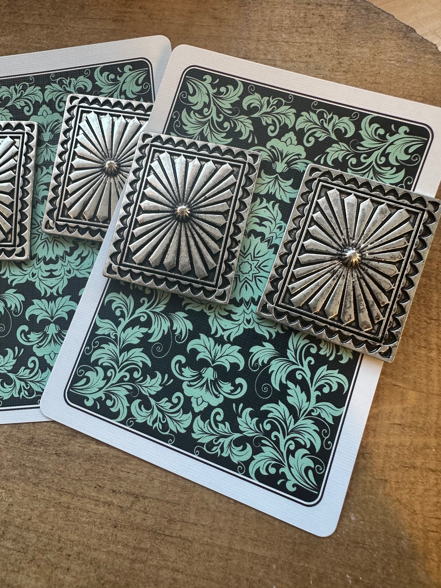 Western rectangle concho earring