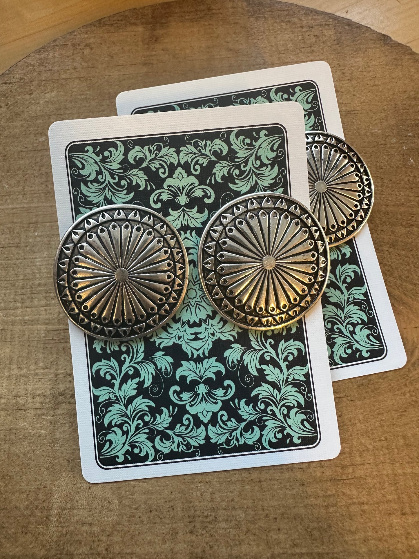 Western round concho earring