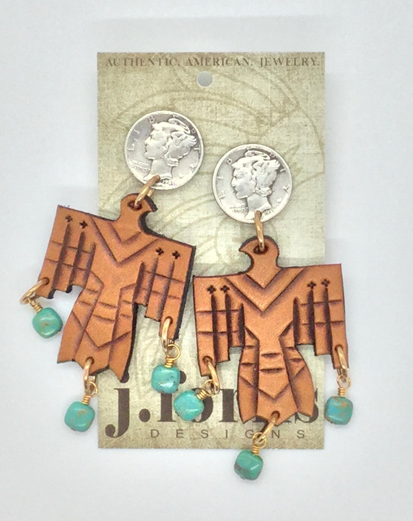 Dime Thurnderbird w/Turquoise Earring