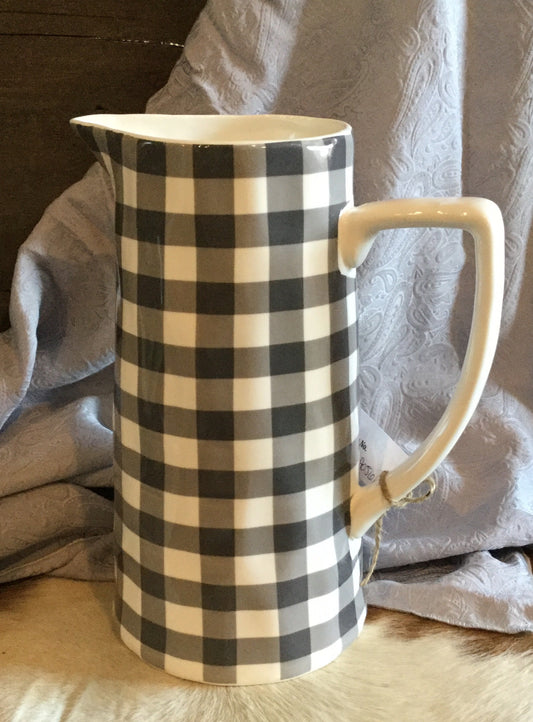 Stoneware Checkered Pitcher