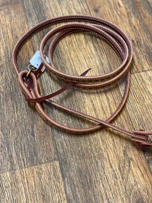 Black Buckstitch Roping Rein w/Brass Snap