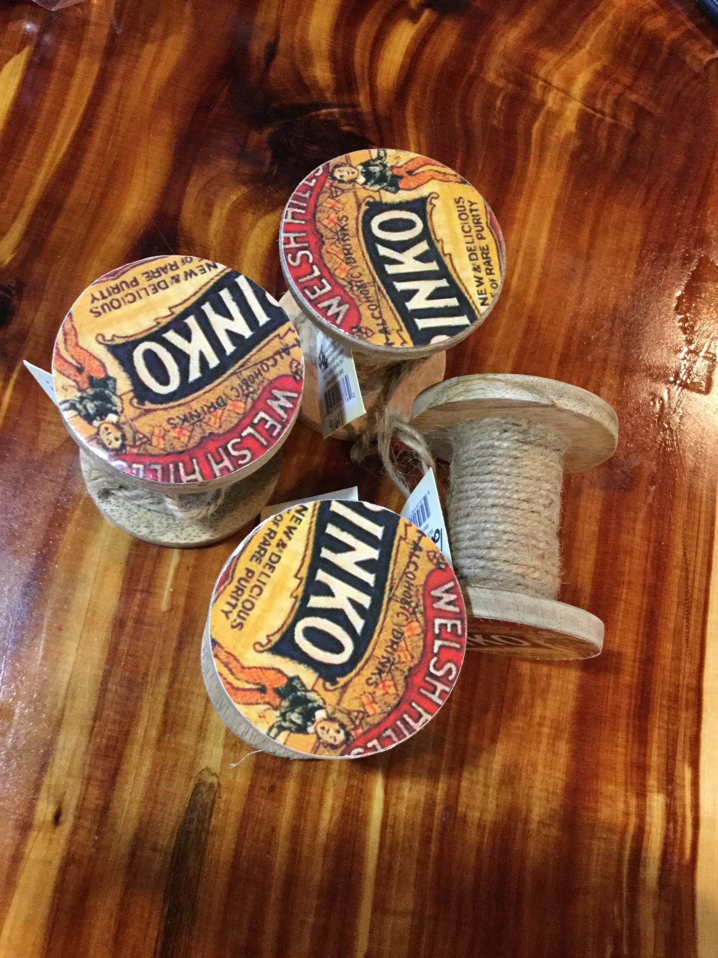 Advertising wooden spool