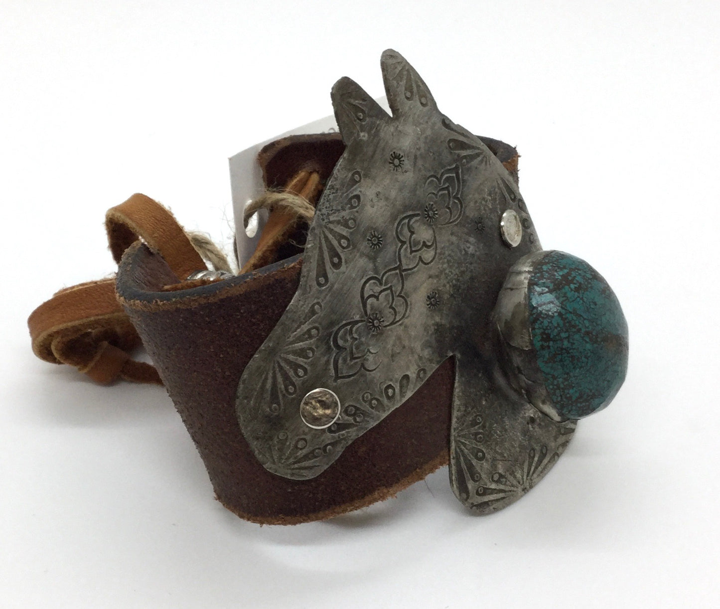 Leather Cuffs w/Silver & Turquoise