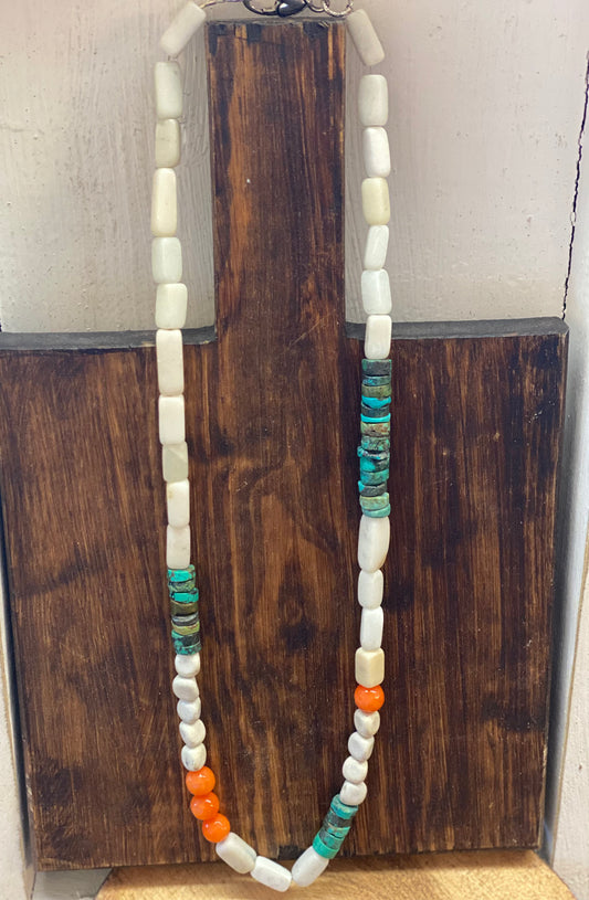 Orange/White Heishi Necklace