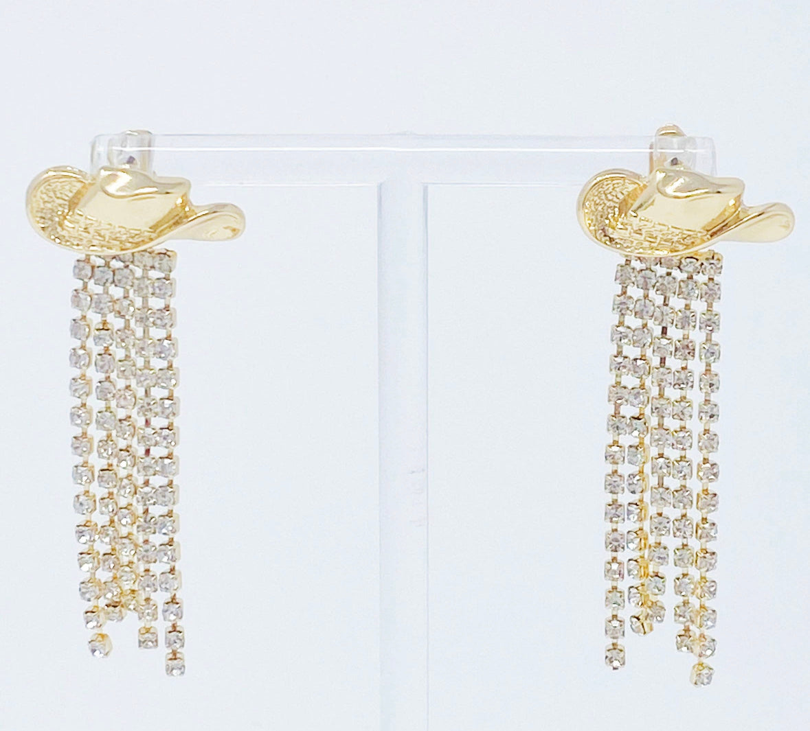 Gold, cowboy hat, dangle earrings