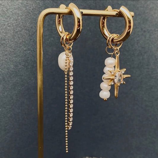 Gold beaded dangle Earring