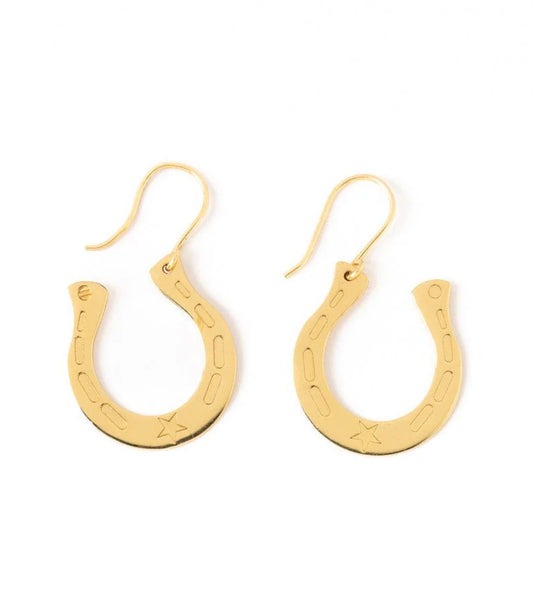Gold horseshoe dangle earrings