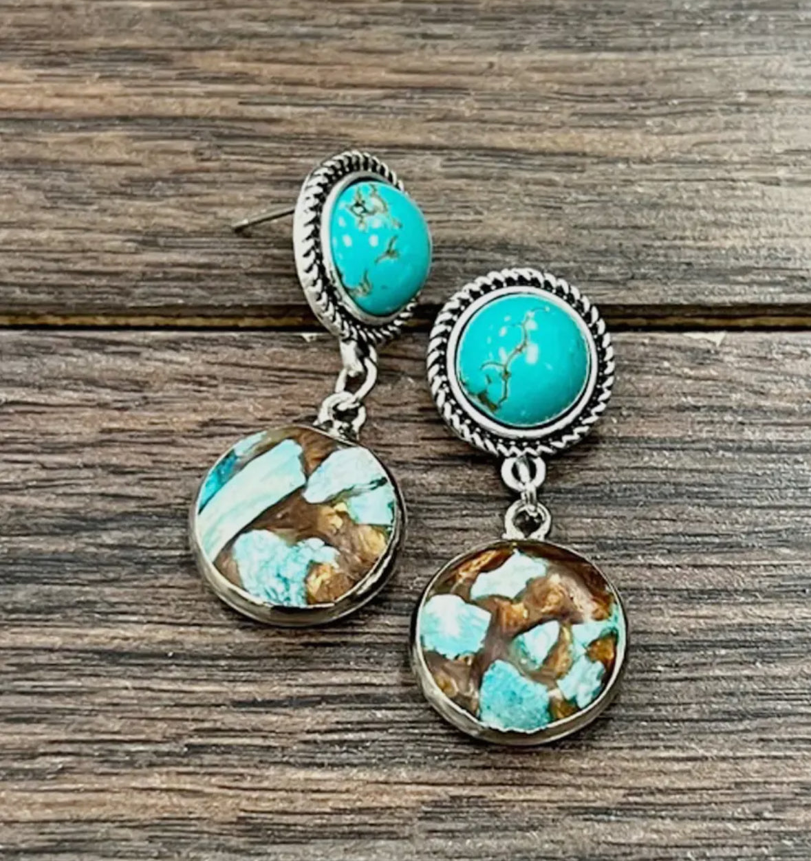 Turquoise Studs with Dangle Stone