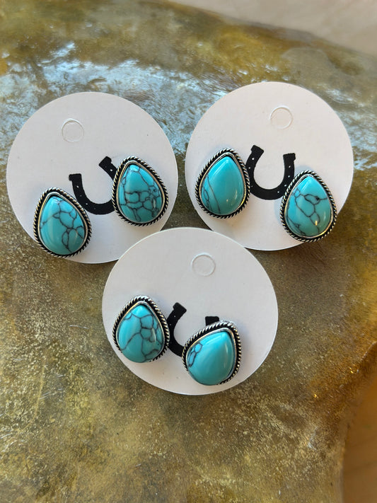 Tear drop turquoise stud  Earrings