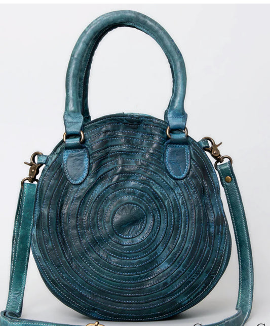 Turquoise leather crossbody purse
