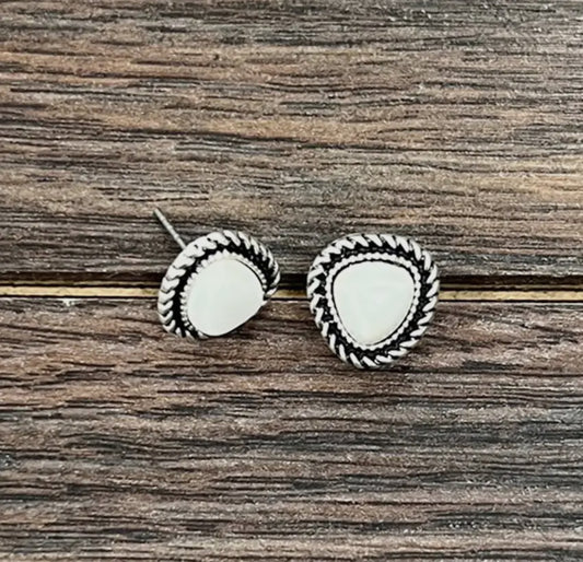 White Turquoise Stud Earrings