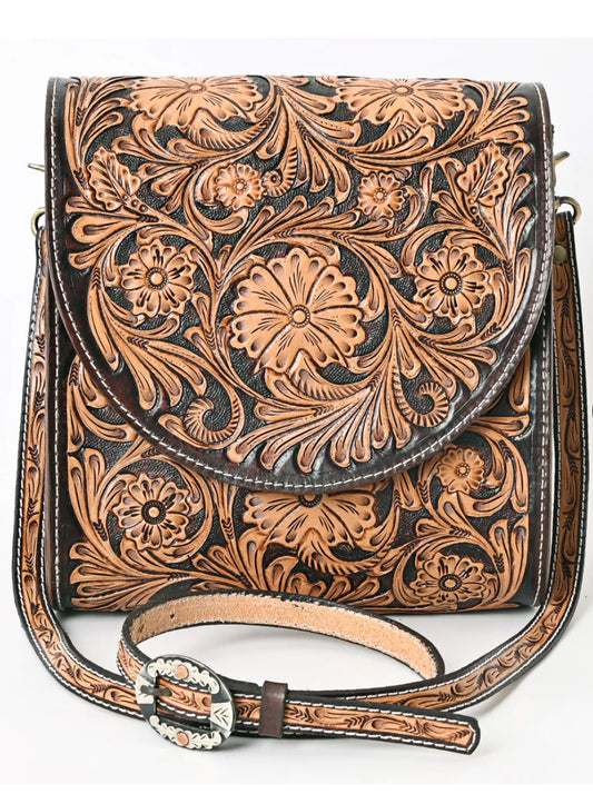 Tooled crossbody purse