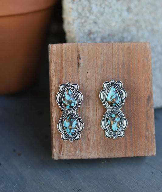 double turquoise stone earrings