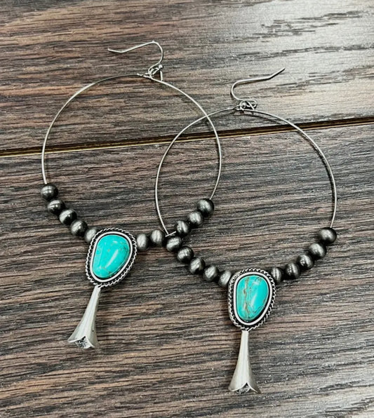 Squash Turquoise Hoop Earrings