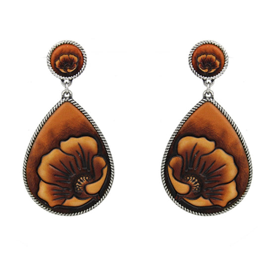 Tooled Flower Earrings