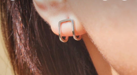 Silver square studs earring