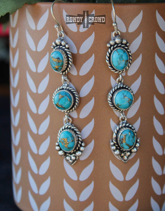 Genuine turquoise dangle earrings