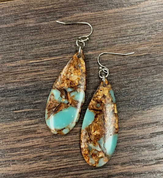 Turquoise Marble Drop Earrings