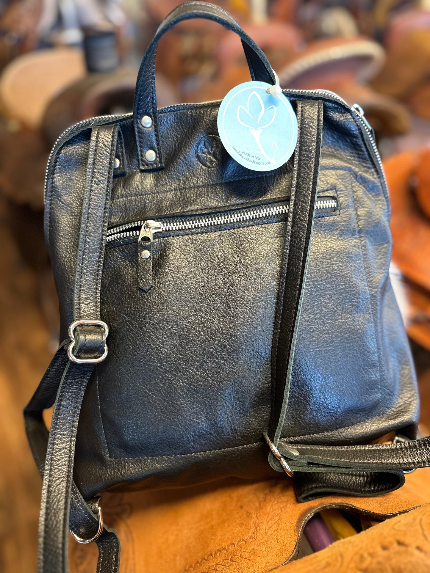 Cowhide backpack purse