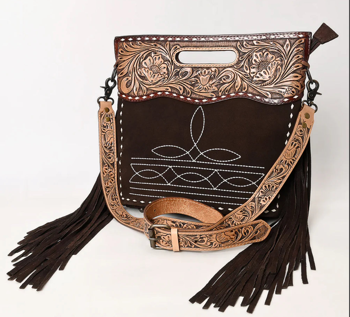 Black Tooled Leather Purse