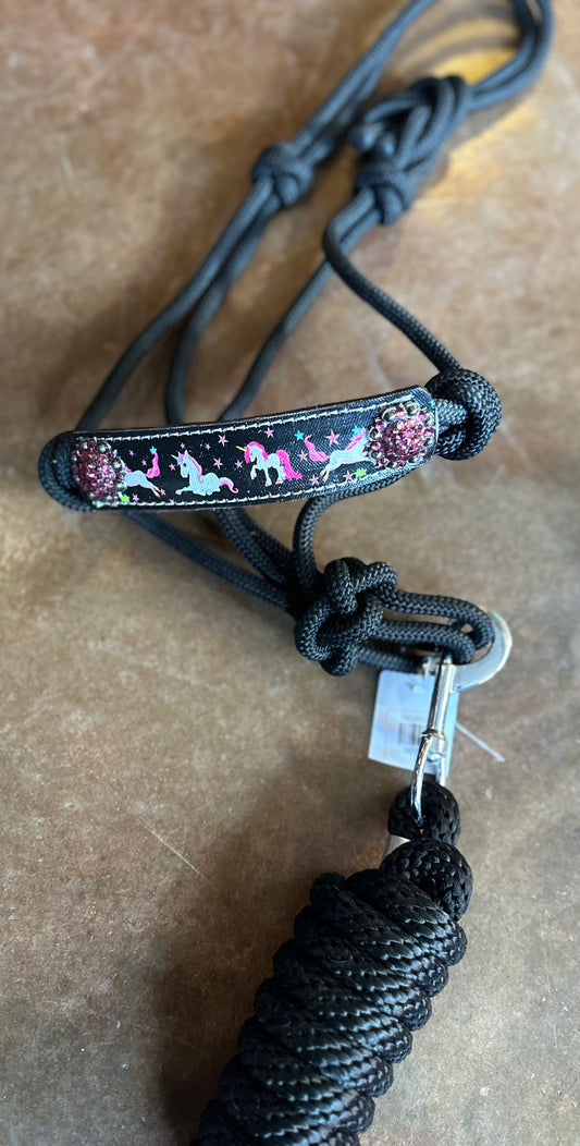 Unicorn Pony rope halter with lead16501