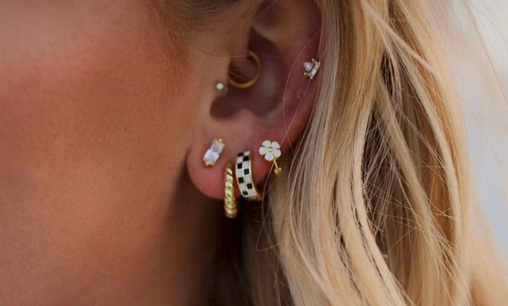 Checkered Hoop earrings