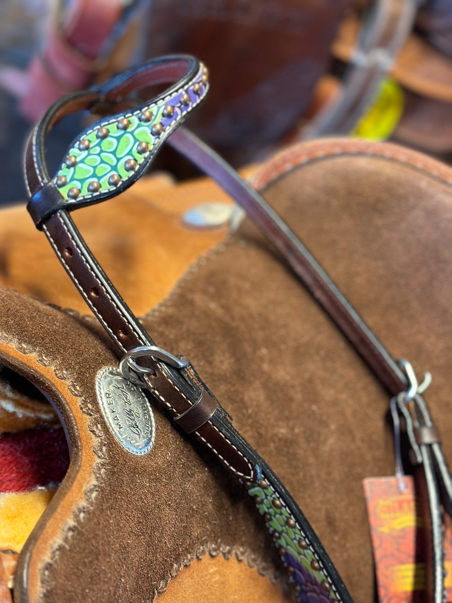 Beaded Headstall purple