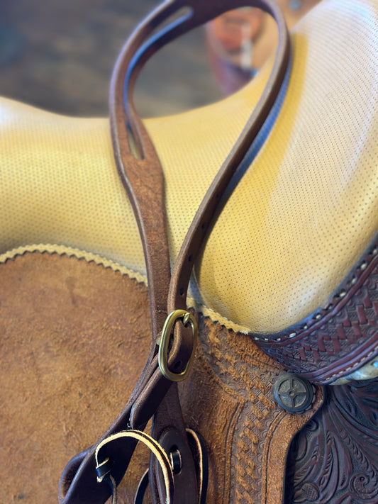 Oiled single buckle slot ear headstall