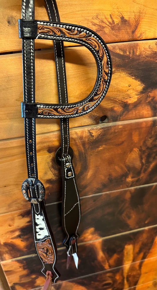 Split Ear Tooled w cowhide  Headstall #212804