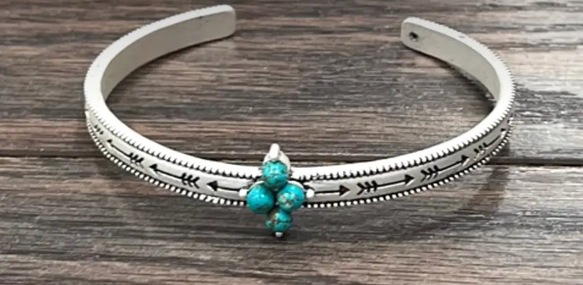 Arrow Cuff With Turquoise Cluster