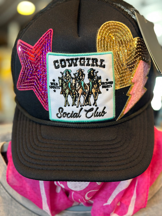Cowgirl black trucker Hat