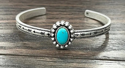 Arrow Cuff With Turquoise Stone