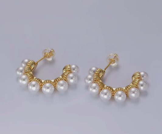 Pearl Huggie Hoops