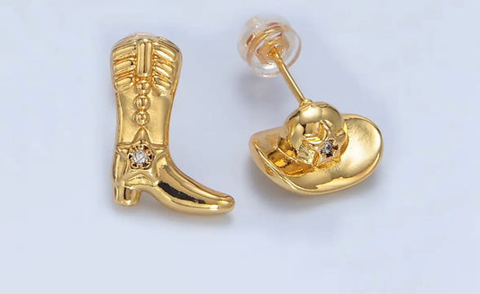 Boot/Cowboy Hat  Stud Earrings