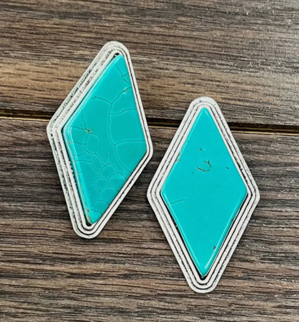 Diamond Turquoise Stud Earrings