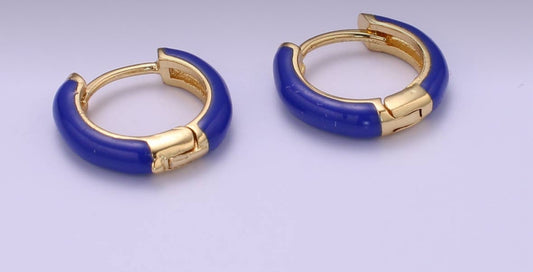 Gold/blue Hoop Earrings
