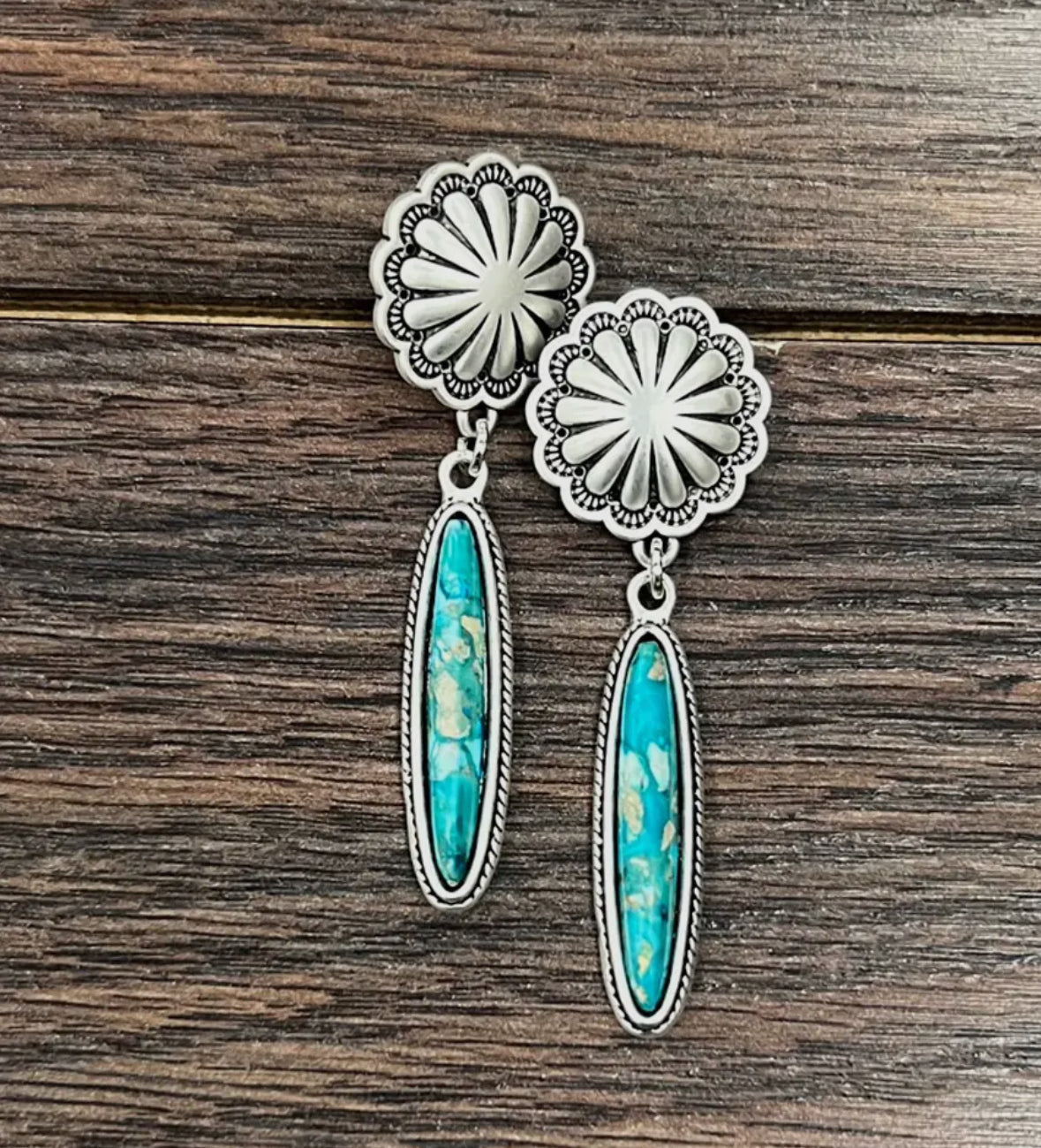 Drop Earrings with Turquoise Stone