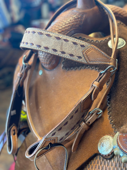 Browband Headstall with rawhide